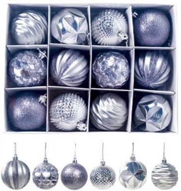 Ящики з різдвяними кульками сріблясті/фіолетові